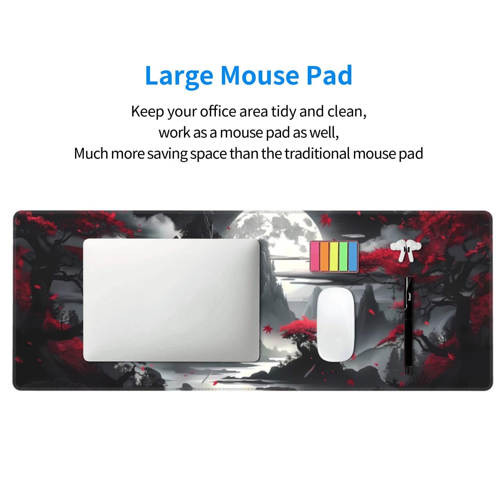 Gaming Mouse Pad Desk Pad,Extended Big Mouse Pad,31.5x11.8 Inch Long Computer Keyboard Mouse Mat