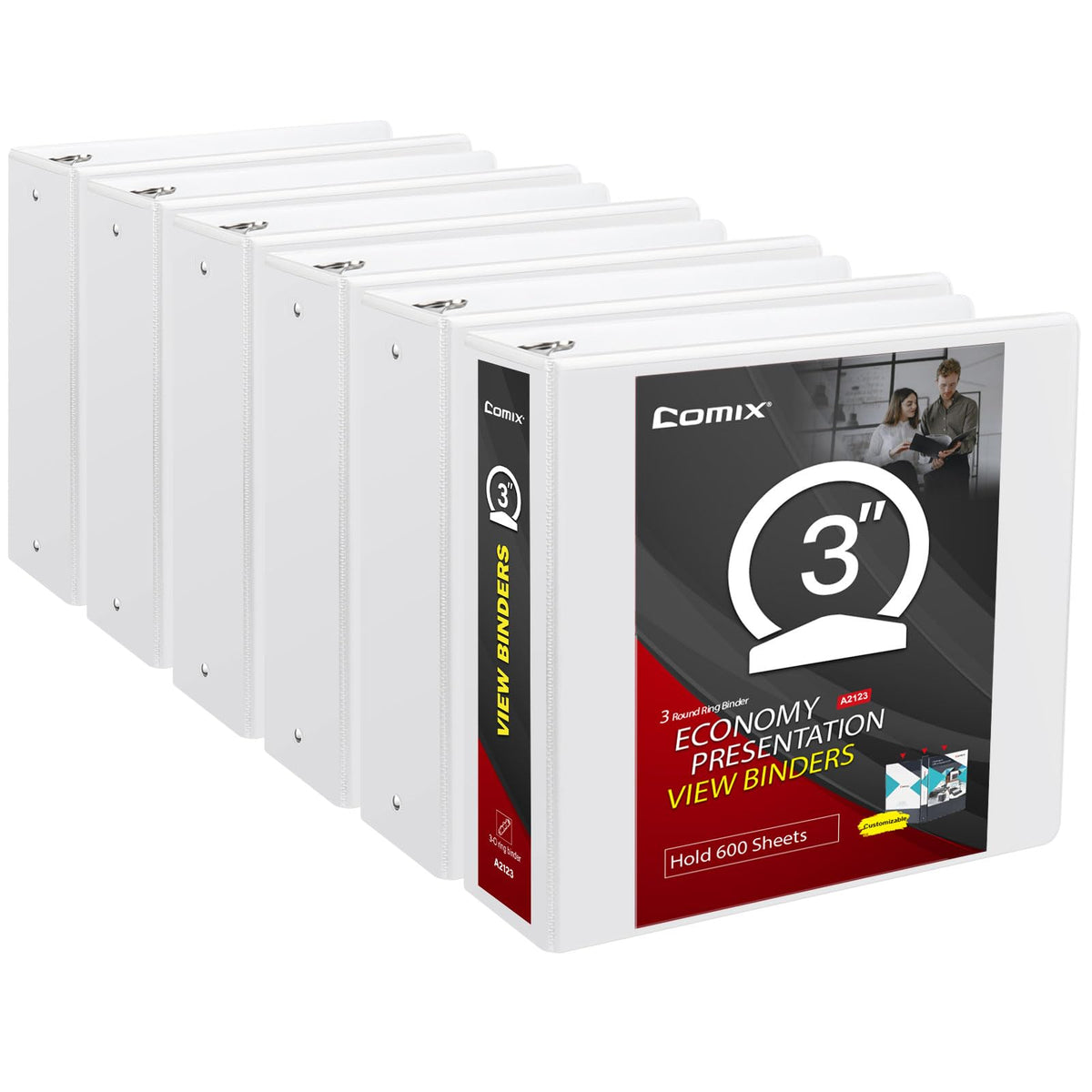 COMIX Sturdy 3 Ring Binder 3 Inch with Clear View Cover