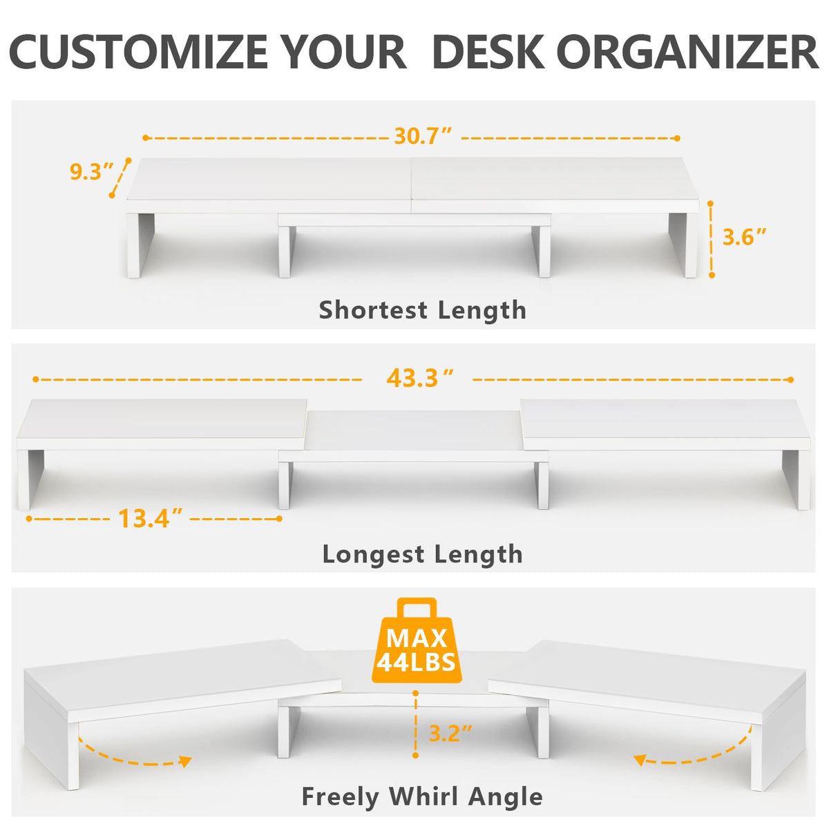 TAVR Dual Monitor Stand Riser, Wooden Computer Monitor Stand for 2 Monitors