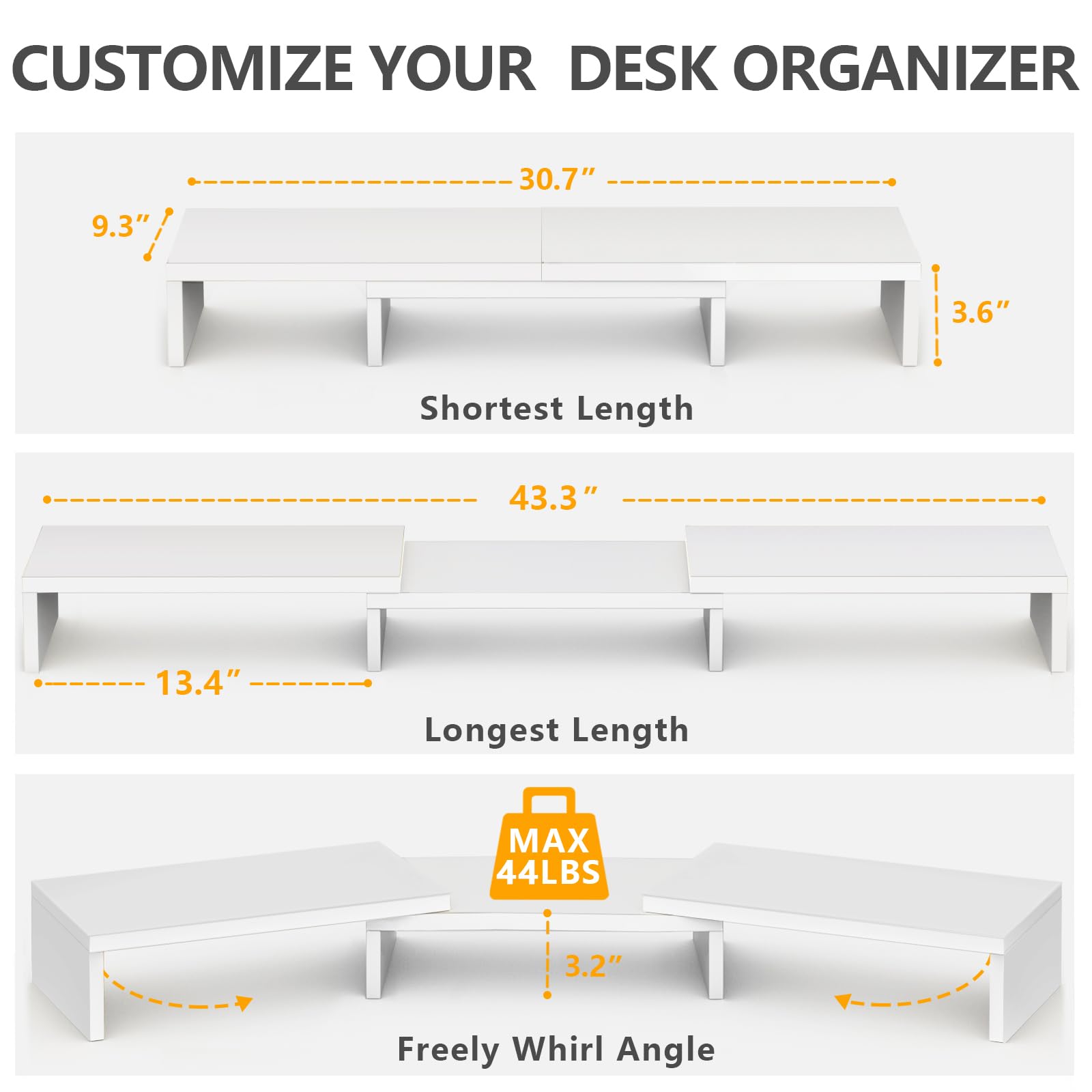 TAVR Dual Monitor Stand Riser, Wooden Computer Monitor Stand for 2 Monitors