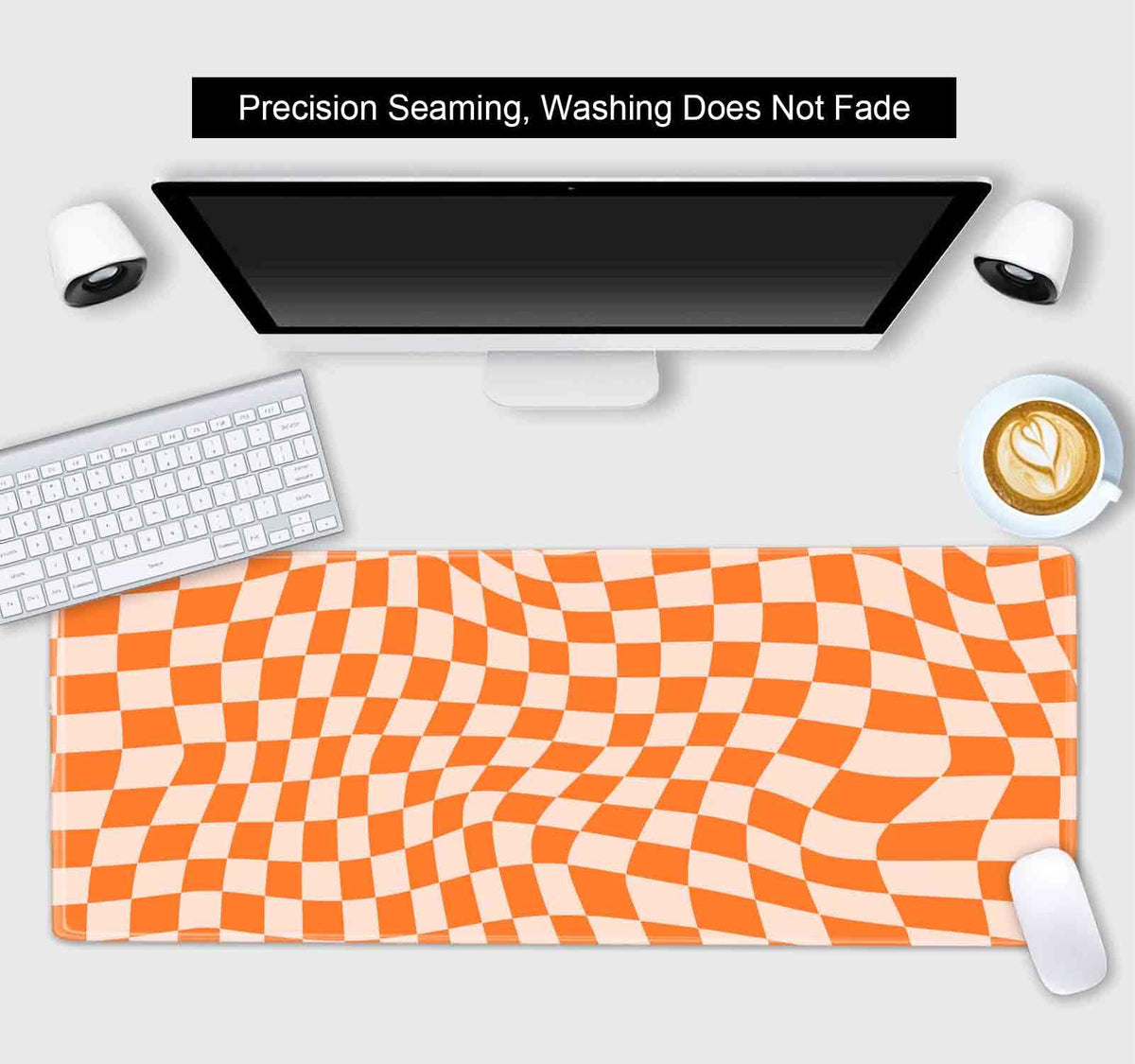 SXCKANG Orange Checkered Desk Pad, Boho Pattern Extra Large Mouse Pad, Desk Protector Pad, Writing