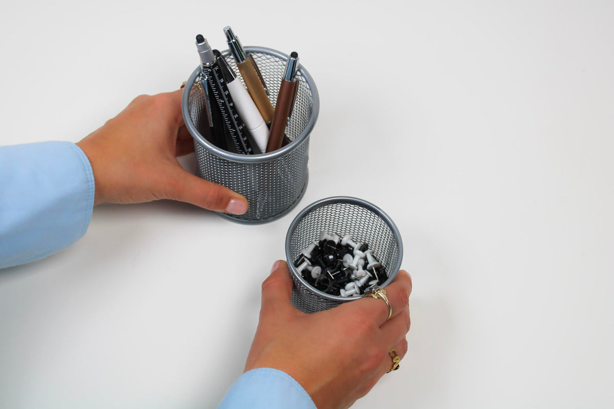 Wedo Office 065454 Pen Holder Set Wire Mesh Silver