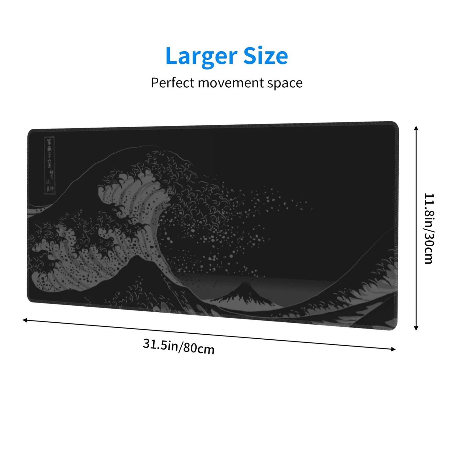 Wave Off Kanagawa Mouse Pad XL Extended Desk Mat, Computer Mousepad