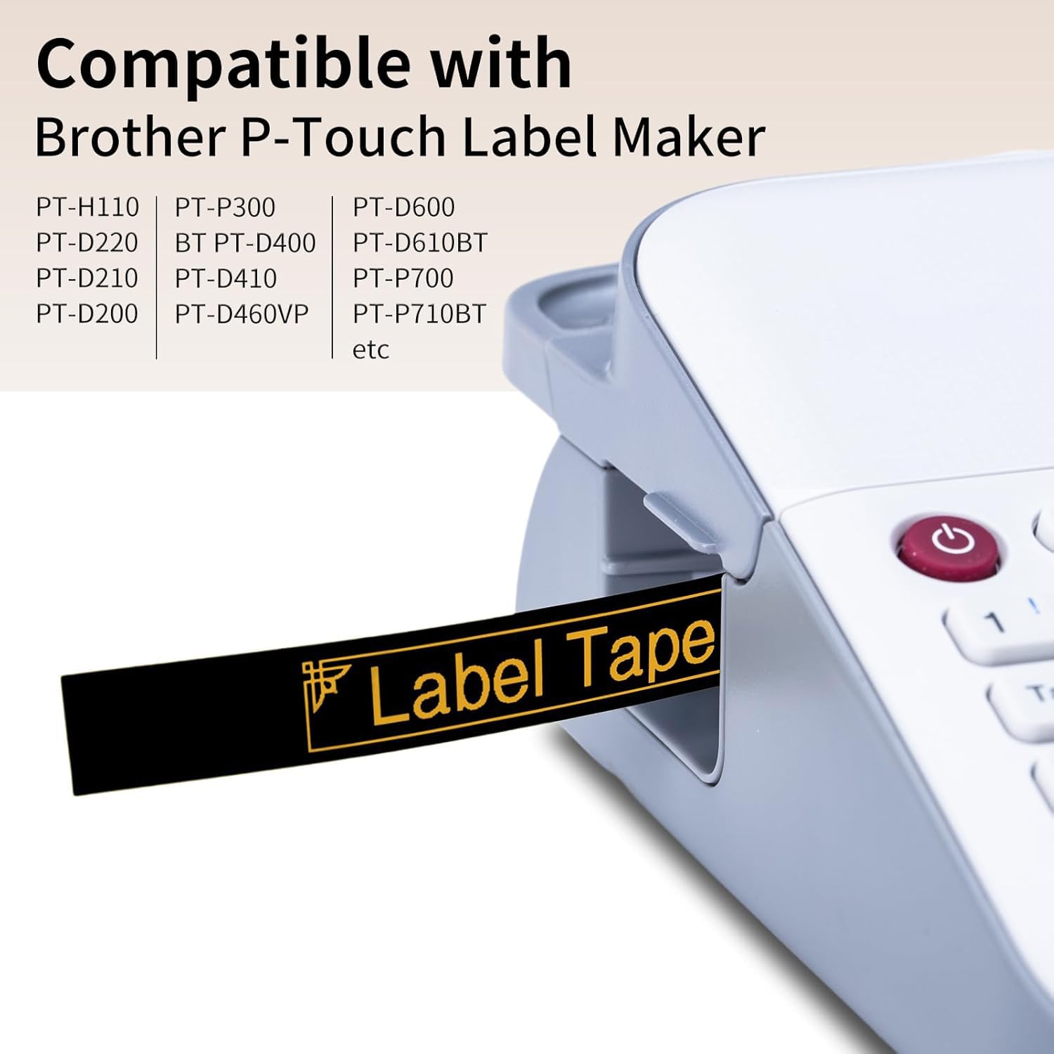 Replacement for Brother P Touch Label Maker Tape Gold on Black 12mm 0.47"