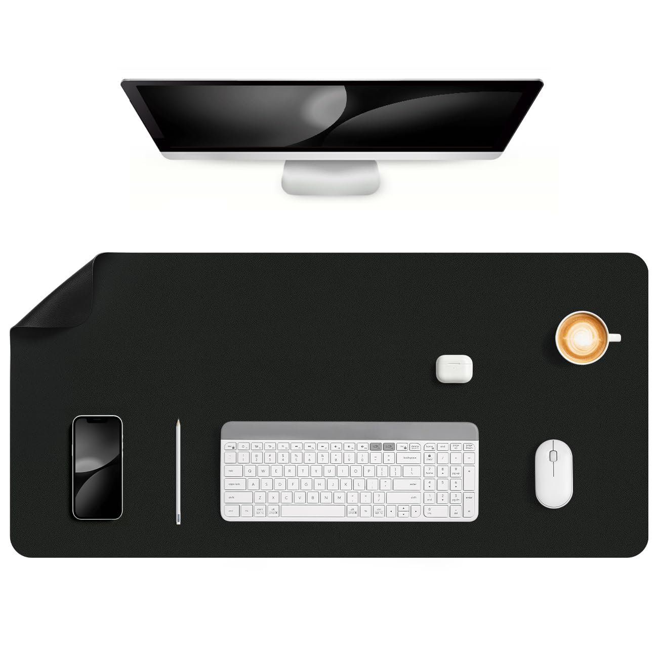 Jumdast Dual Sided Desk Pad Faux Leather Desk Mat Large Mouse Pad