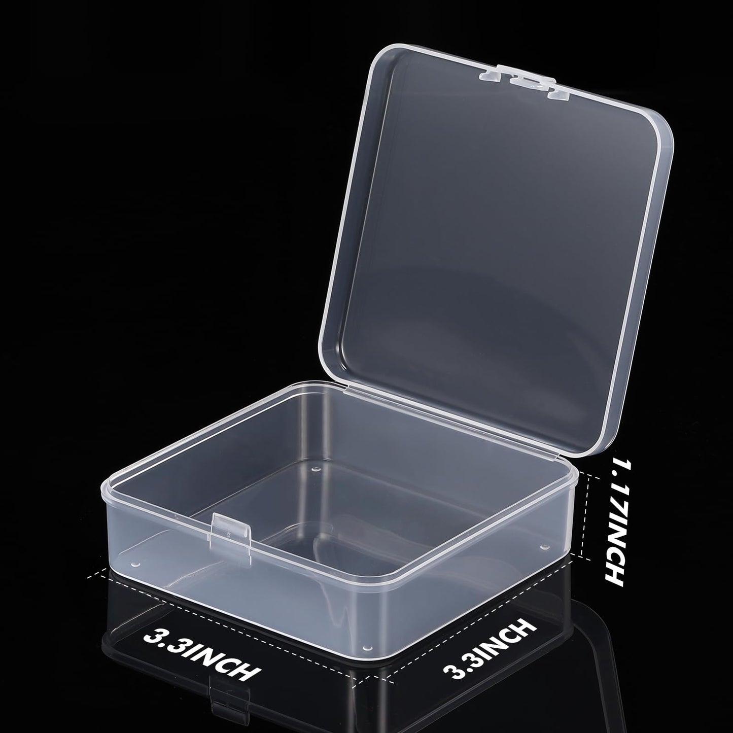 Jetec 18 Pieces Small Clear Plastic Storage Box, 3.3 x 3.3 x 1.1 Inch