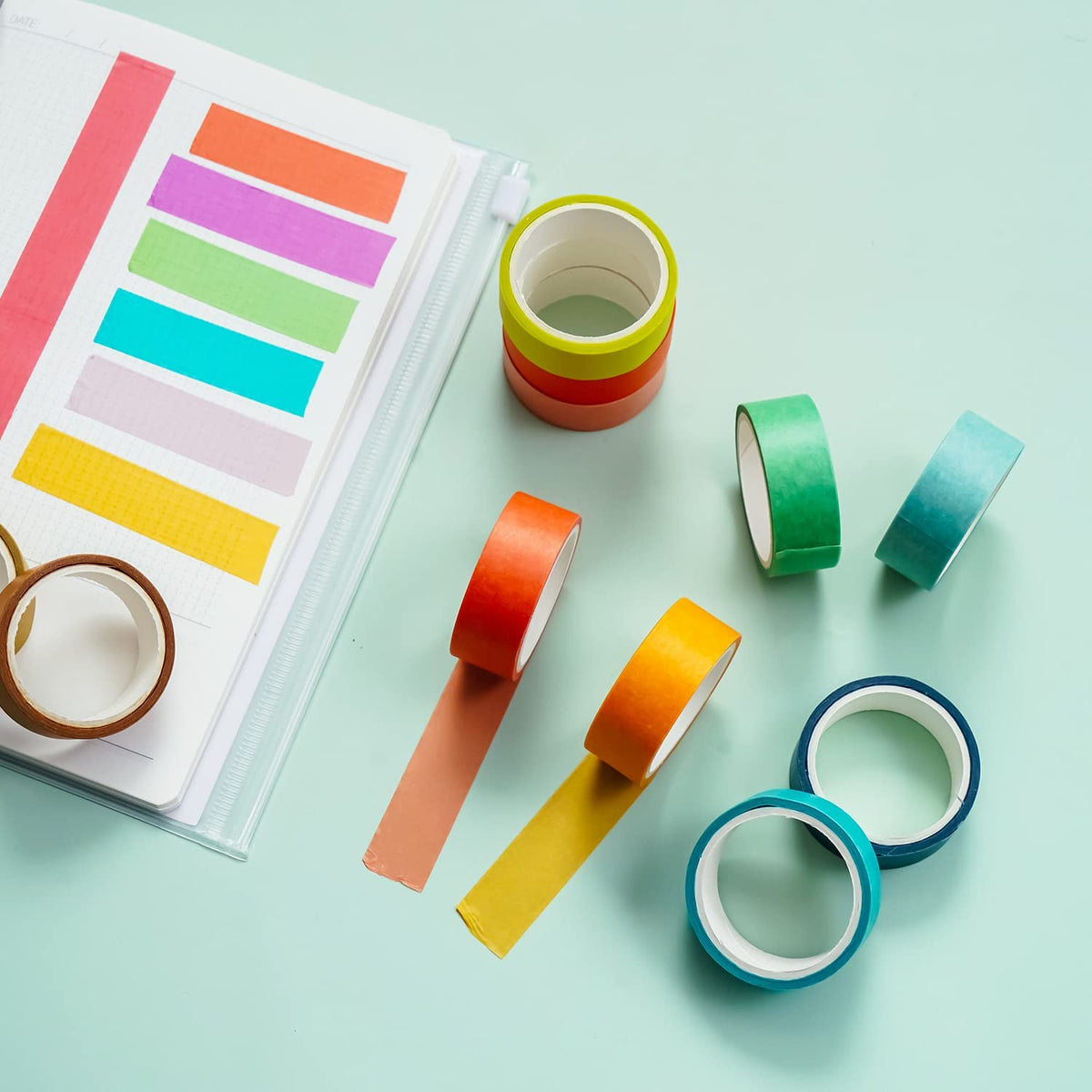 emmoolife 60 Rolls Washi Tape Set 15mm Wide Rainbow Colored Painters Masking Tape Supplies Writable