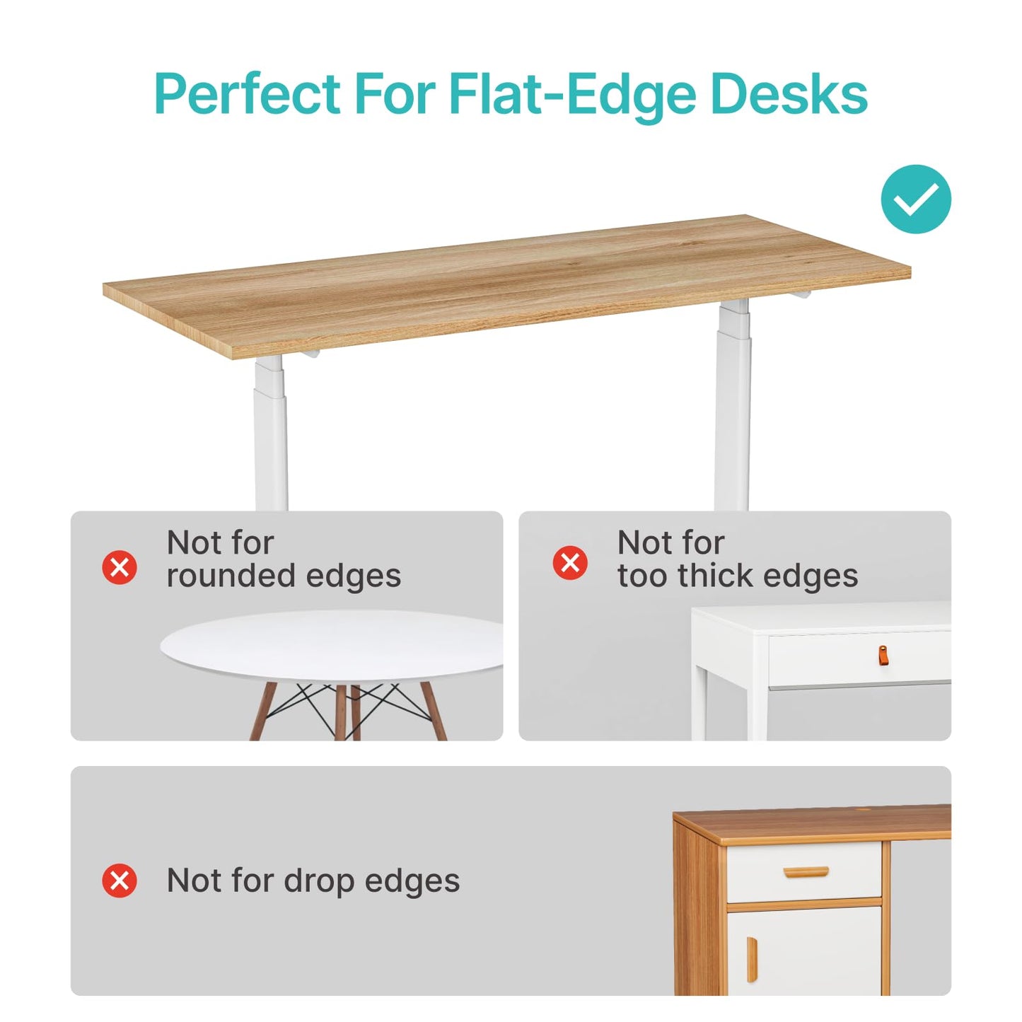 PEGZONE Desk Side Storage Organizer, Fits Flat Edge 0.4" to 2.2", White