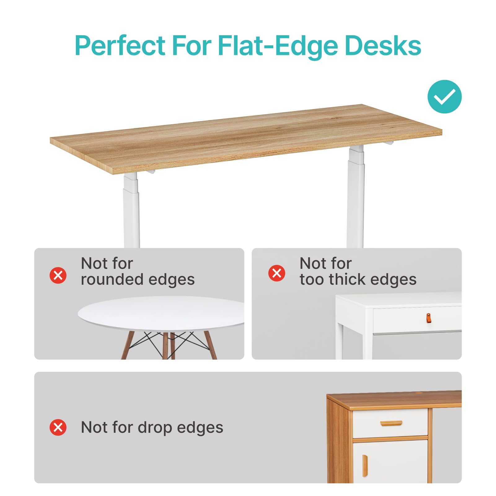 PEGZONE Desk Side Storage Organizer, Fits Flat Edge 0.4" to 2.2", White