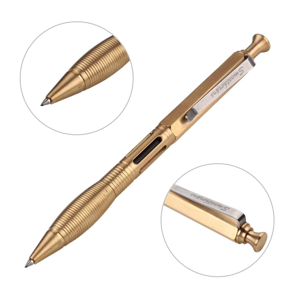 SMOOTHERPRO Solid Brass Click Pen Compatible with Pilot G2 Refill