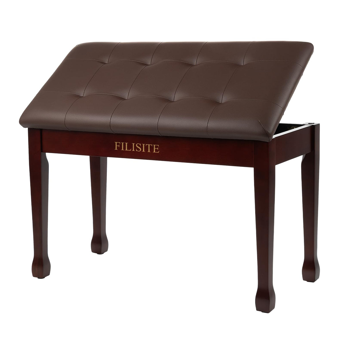 FILISITE Duet Piano Bench with Storage, Wooden Piano Stool with Waterproof Padded Cushion, Bench