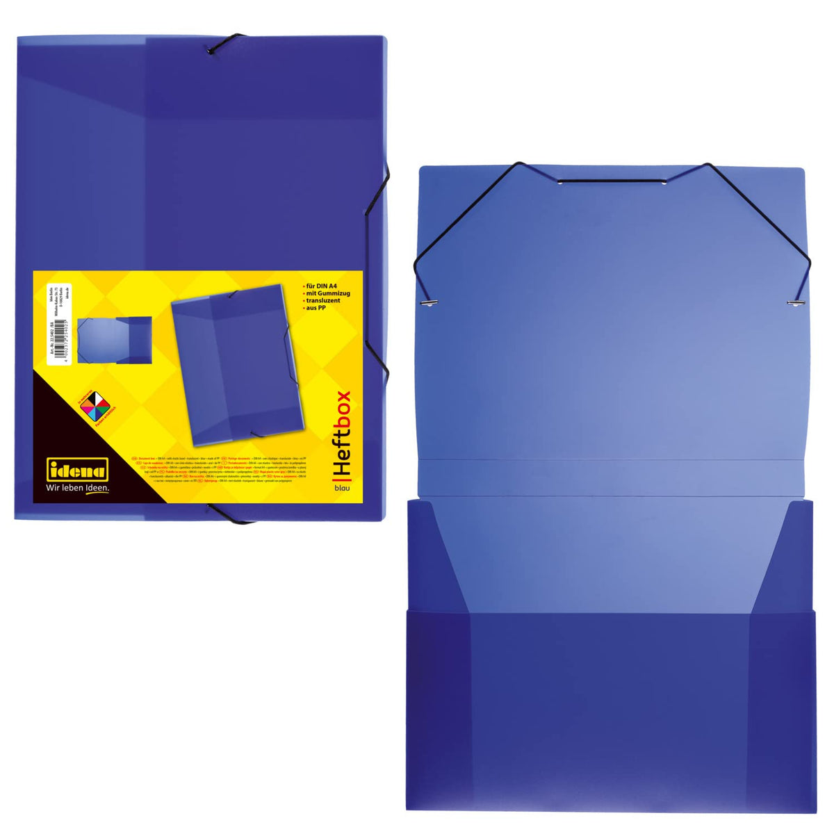 Idena® DIN Box File with Elastic Strap a4 blue