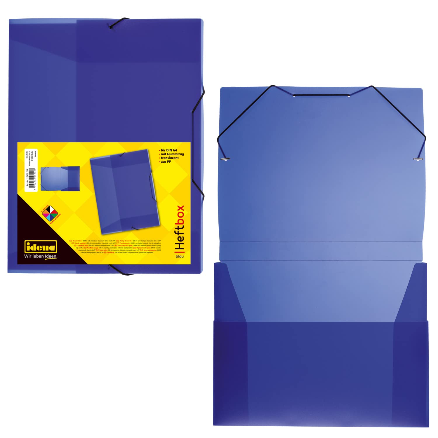 Idena® DIN Box File with Elastic Strap a4 blue