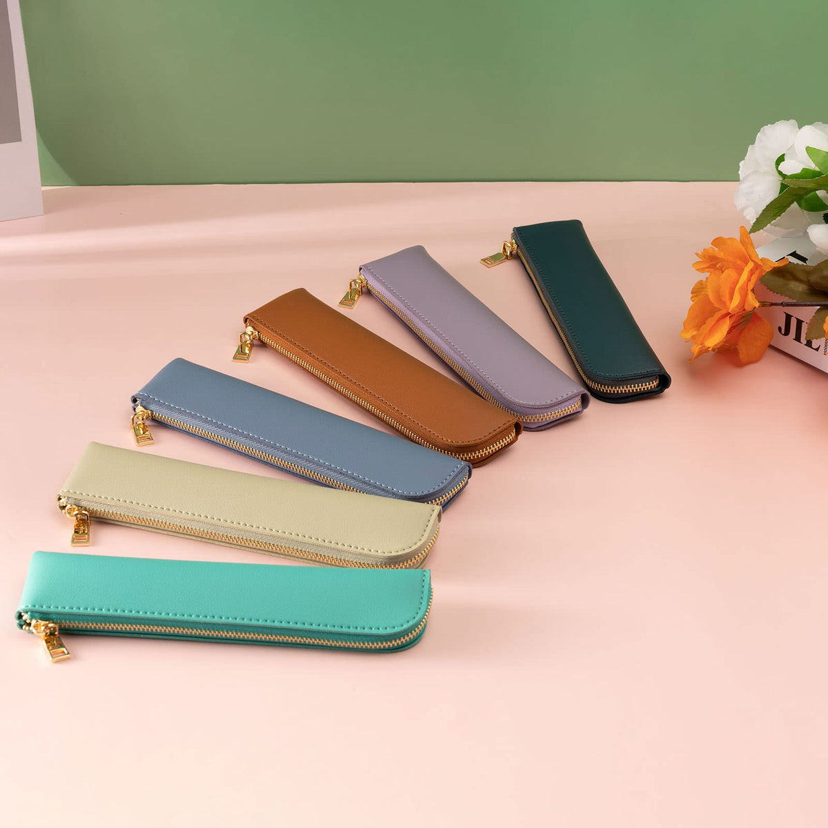 Sluxa Leather pencil case, Thin soft pen bag, Small pencil case for adults,Senior leather Minimal