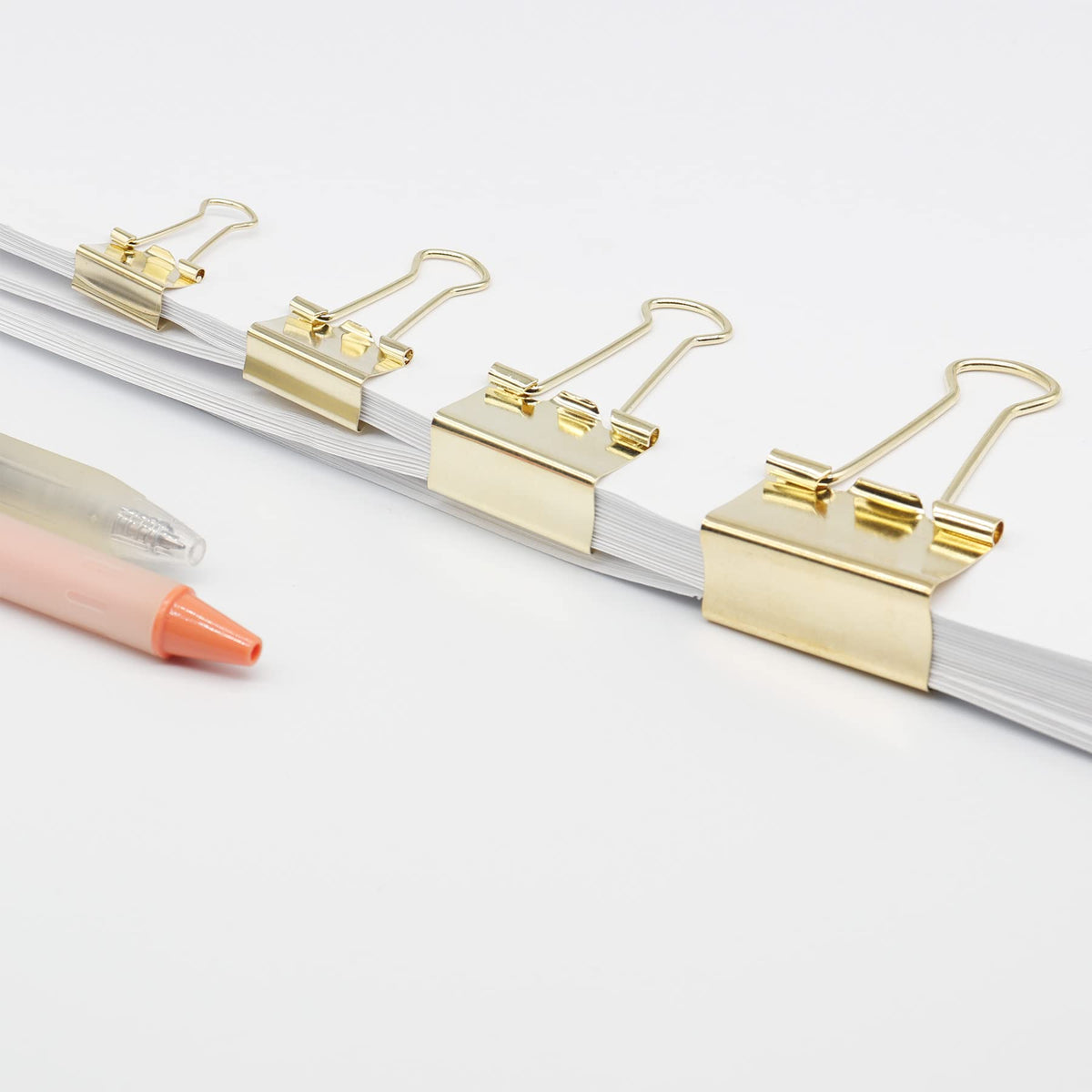 Binder Clip Paper Clamps, Assorted Sizes (Mini, Small, Medium, Large), 100 Pcs Clips for Office