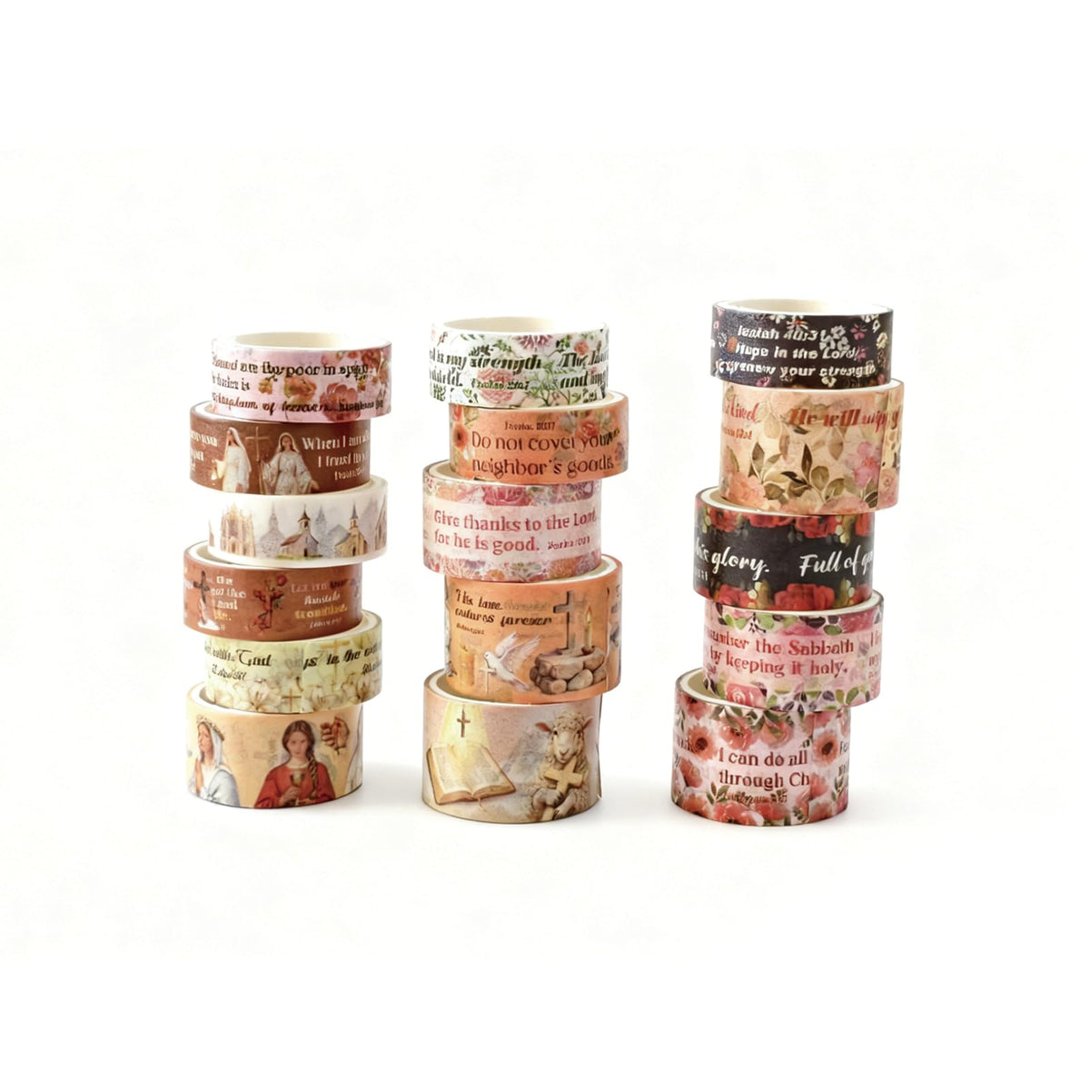 Christian Washi Tape 16 Rolls Aesthetic Decorative Cute Scrapbook Tape