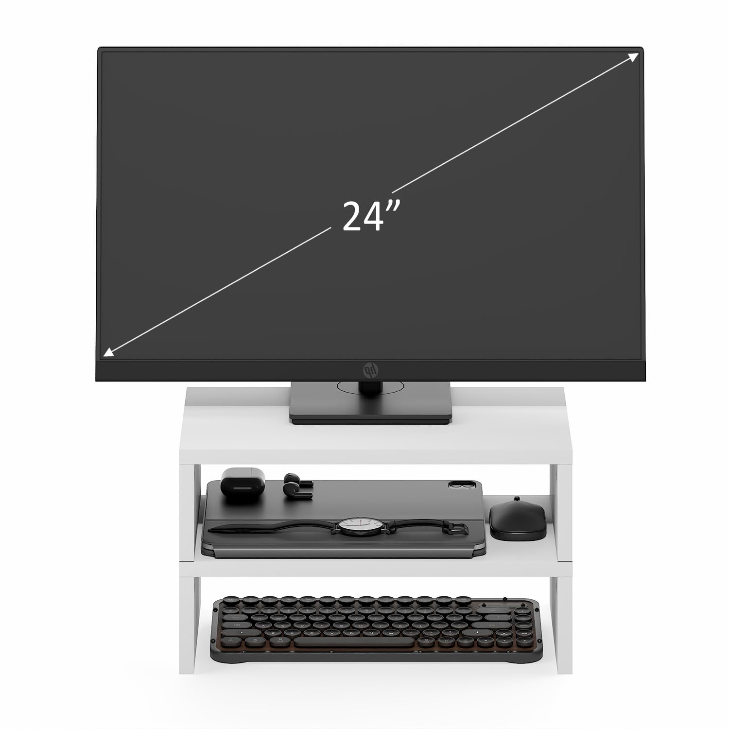 Furinno CLASSIC Monitor Stand Riser Set of 2, 15.7" Wide Dual Monitor Riser, Stackable Separable
