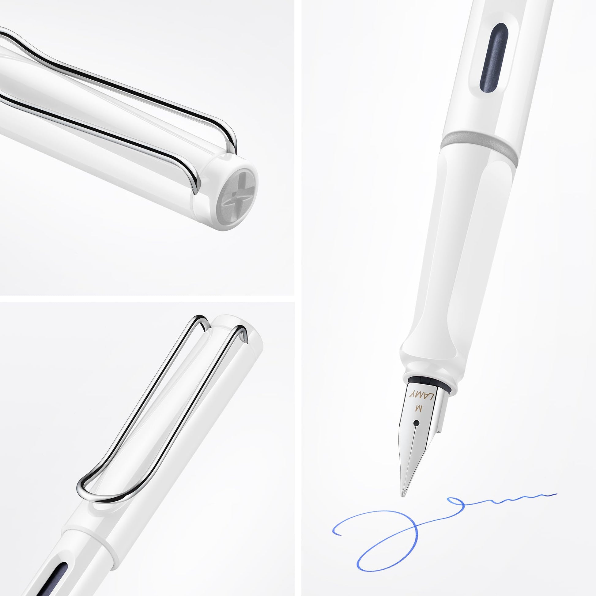 LAMY safari white - Fountain Pen with ergonomic grip & polished Left-Handed steel nib (LH) in size