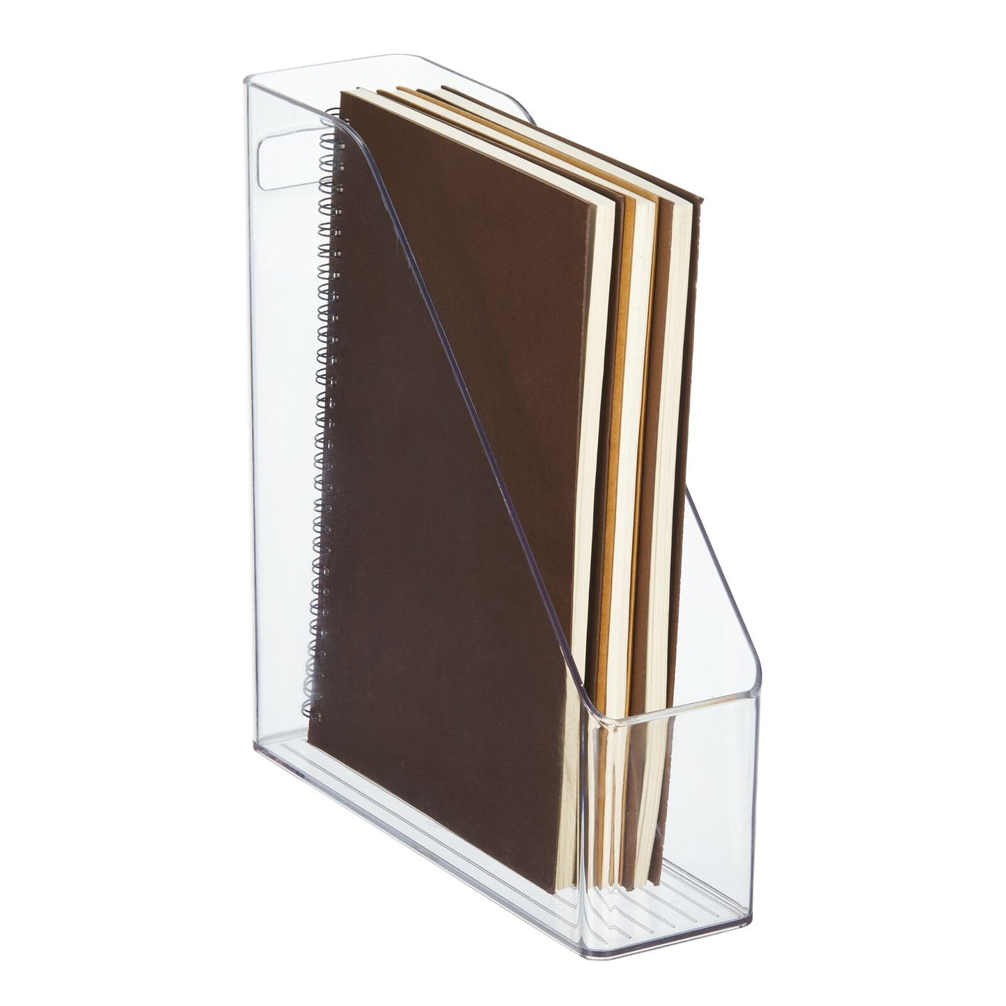mDesign Plastic Slim Vertical File Folder Storage Organizer Bin with Handle - Hold Notebooks