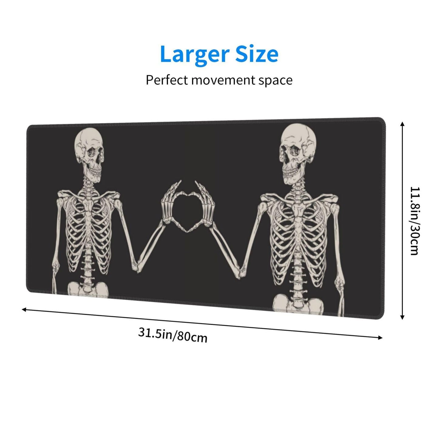 Halloween Funny Skull Skeleton Love Large Gaming Mouse Pad, Extended Big Keyboard Mouse Mat, Long