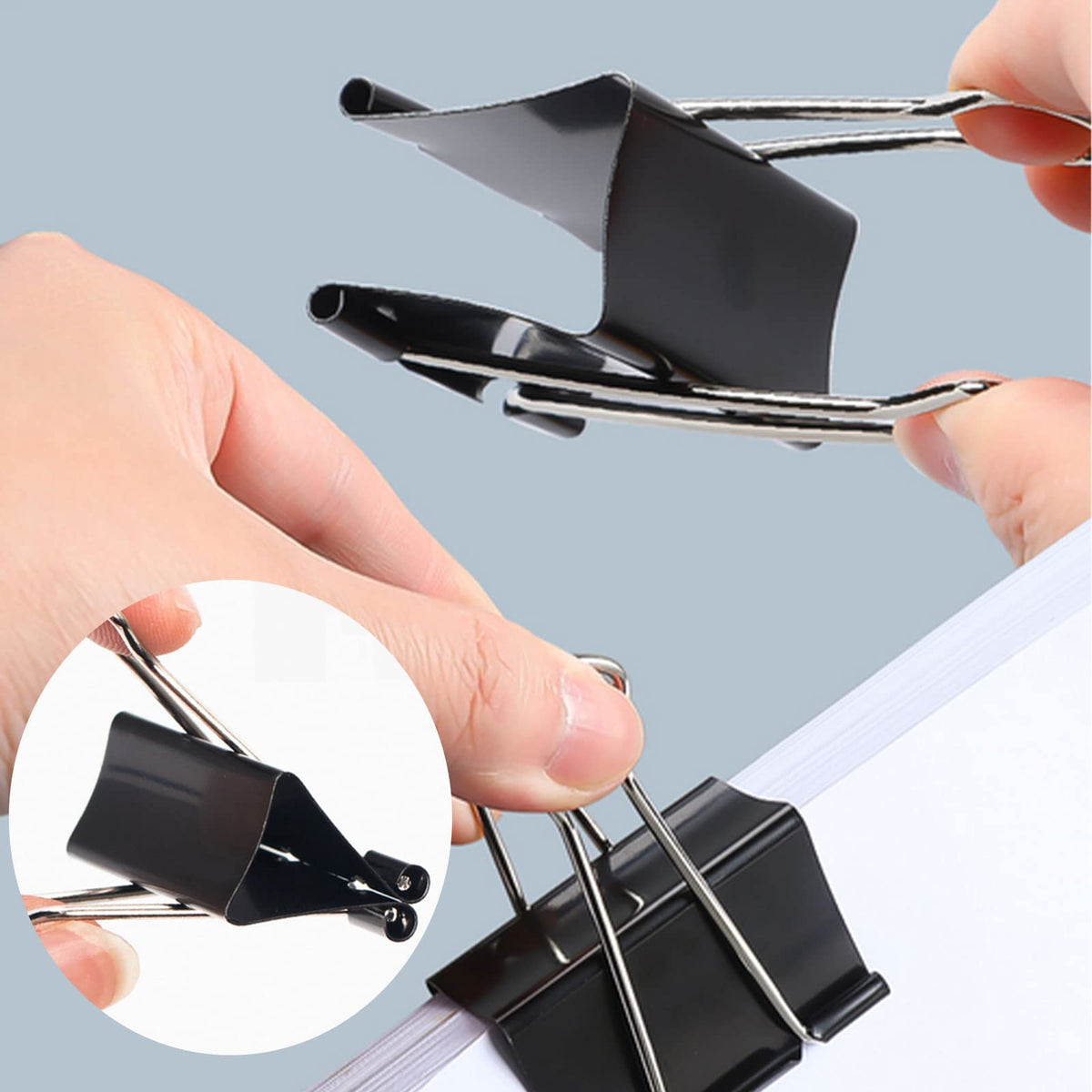 Binder Clips Paper Clamps 300 Pack Assorted Sizes (Black)