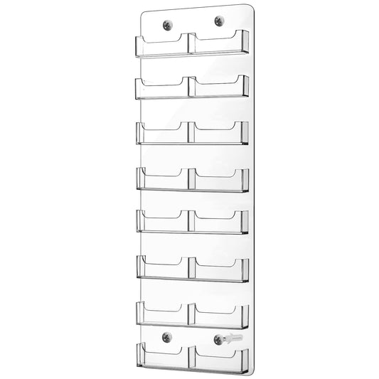 Lincia Acrylic Business Card Holder Wall Mount, 16 Pocket, 21.65'' x 7.87''