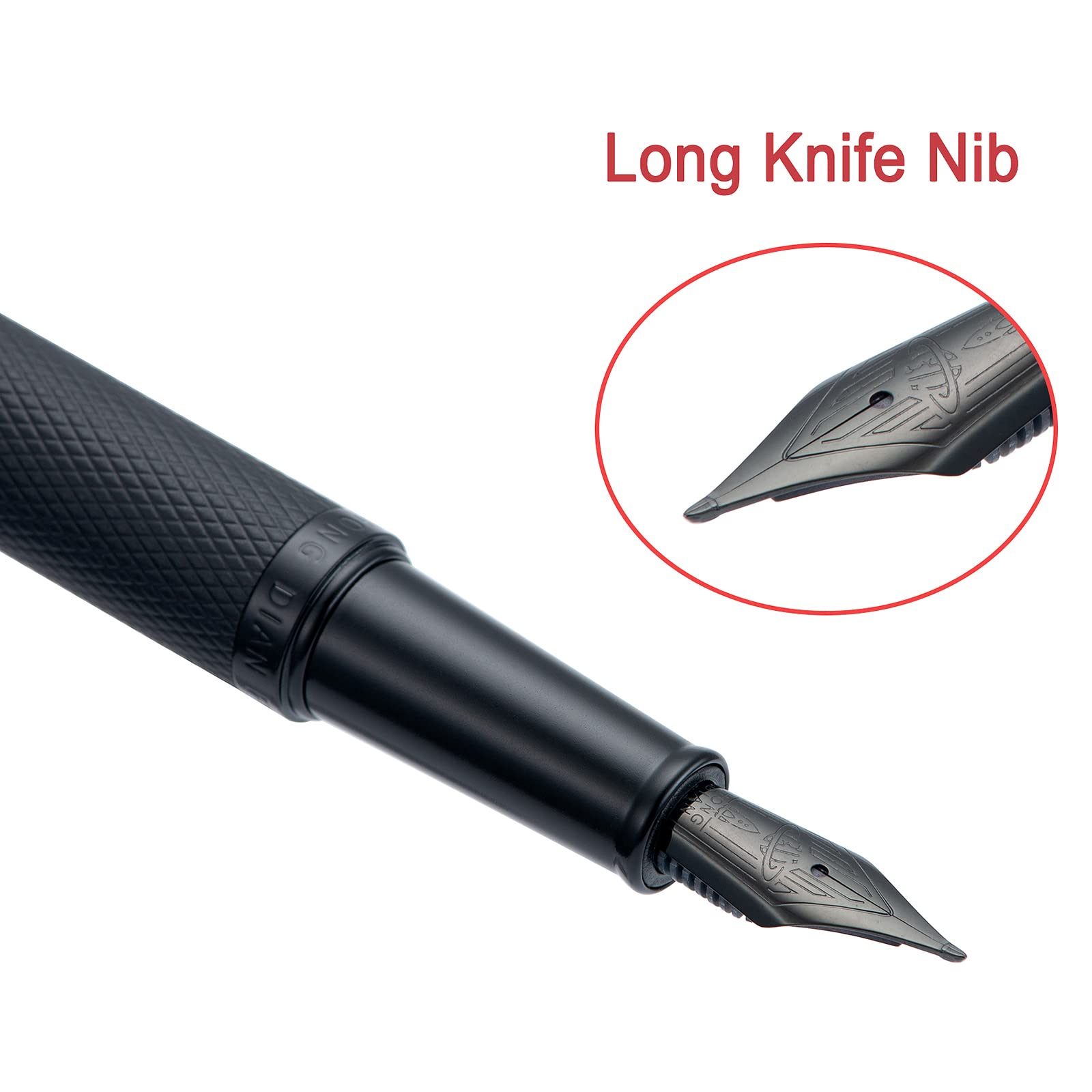 Hongdian Black Forest Fountain Pen Blade Nib Classic Design Calligraphy Pen with Converter and
