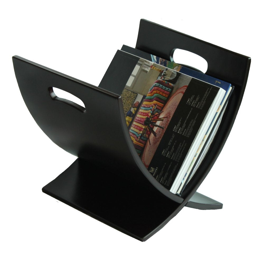 Oceanstar M1170 Contemporary Wooden Magazine Rack, Black