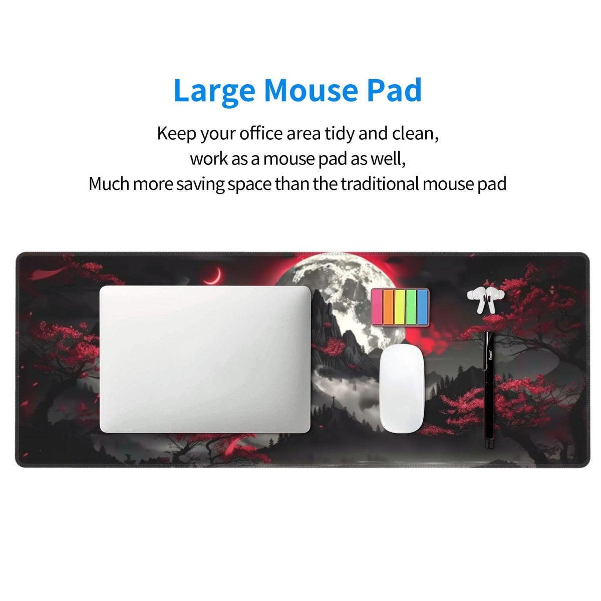 Extended Gaming Mouse Pad, Large Gaming Mouse Waterproof with Stitched Edges, Non-Slip Desktop Pad