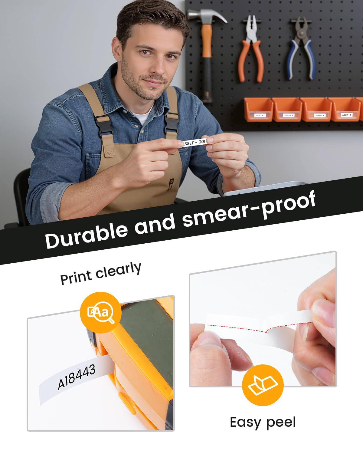 Compatible Dymo 18443 Vinyl Tape 3/8 Inch Work for Rhino 4200, 5000, 5200