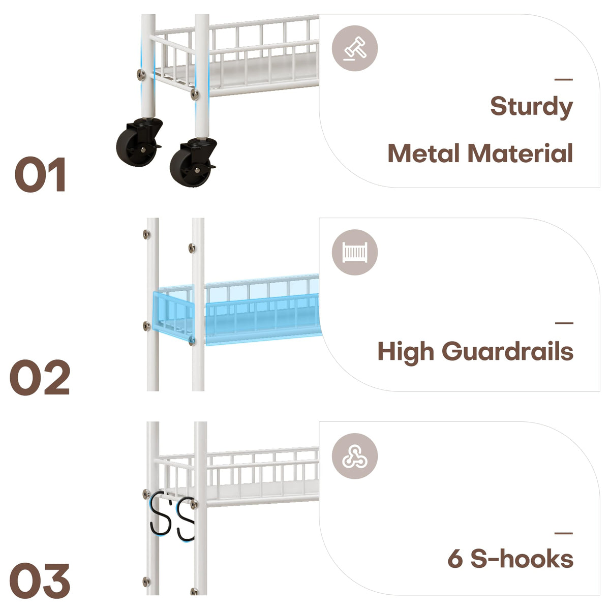 Qiaoxuan 6 Tier Slim Rolling Storage Cart with Wheels, Metal Mobile Shelving Unit Organizer Utility