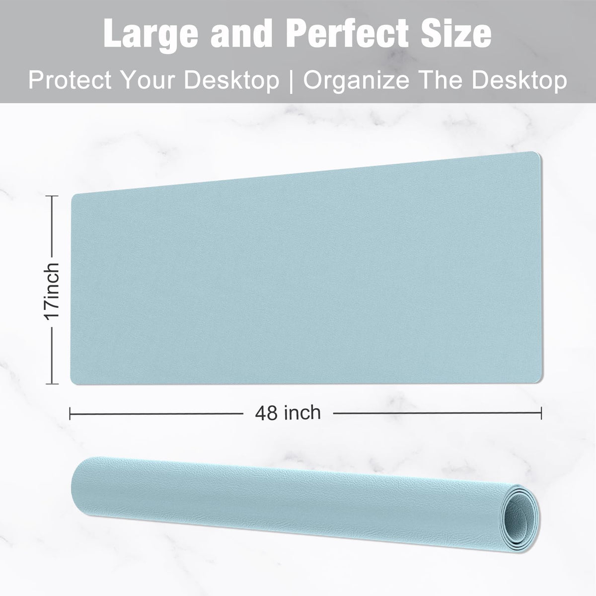 Hsurbtra Desk Pad, 48" x 17" PU Leather Desk Mat, XXXL Extended Mouse Pad, Waterproof Desktop