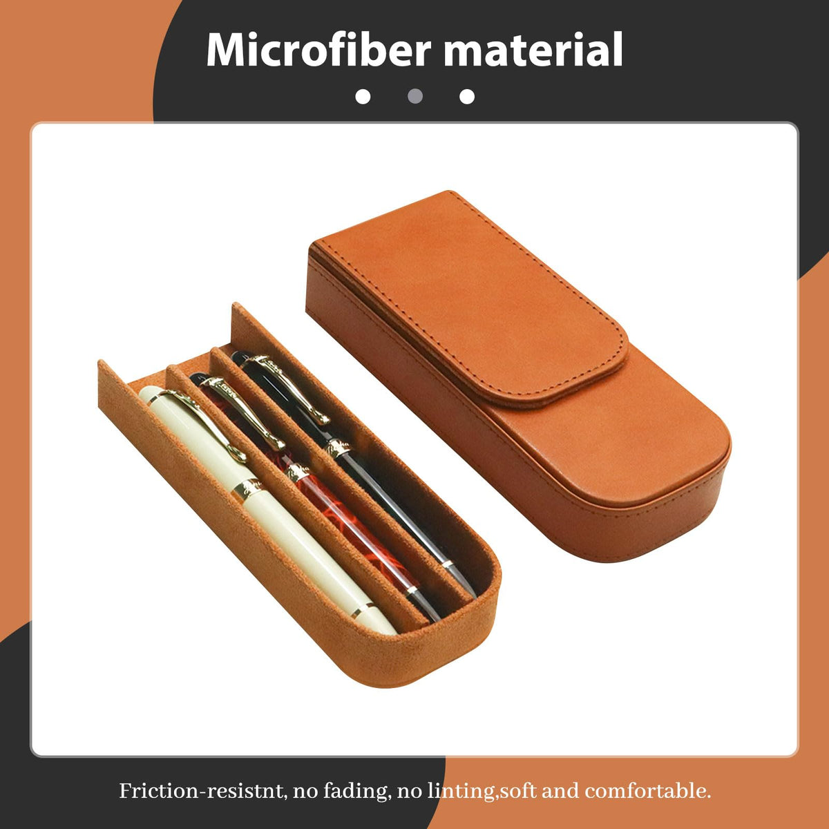 MIVLXLX PU Leather Fountain Pen Case, Pen Storage Tray Organizer(brown)