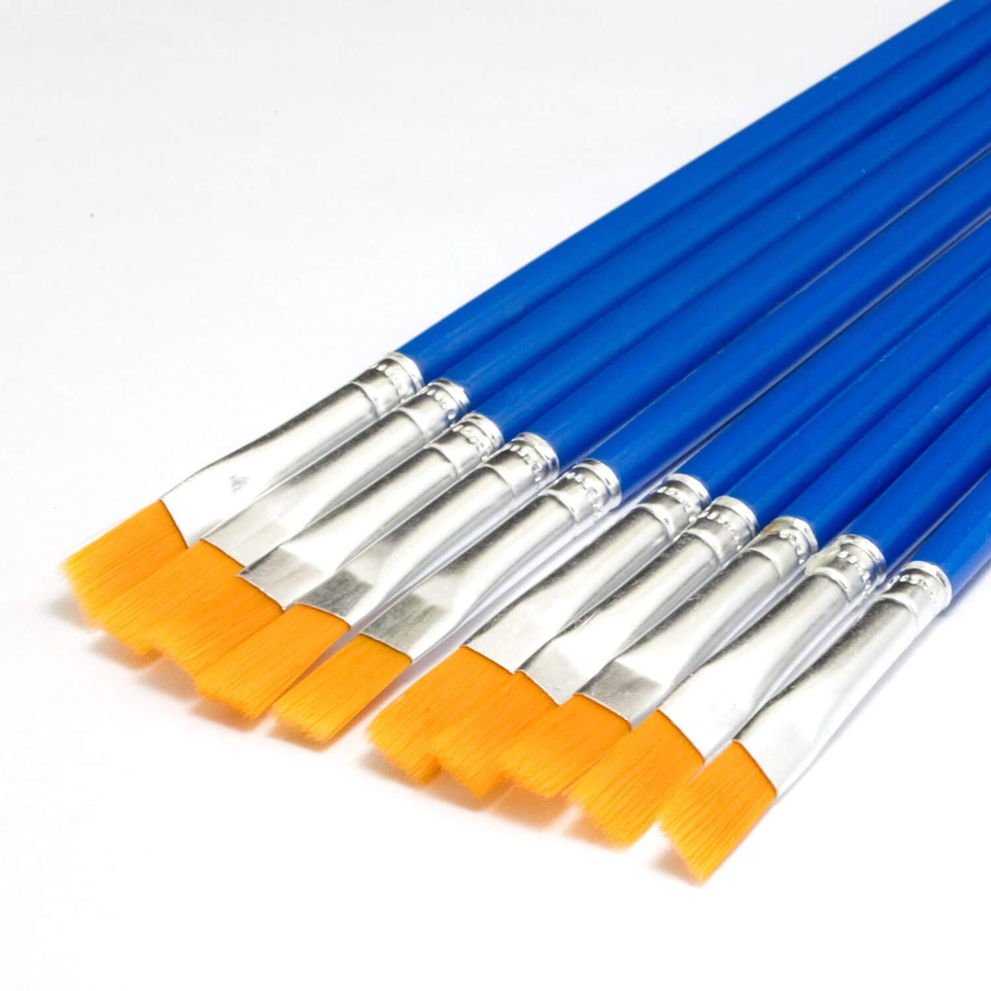 50 Pcs Flat Paint Brushes Value Pack, Synthetic Hair, Short Plastic Handle