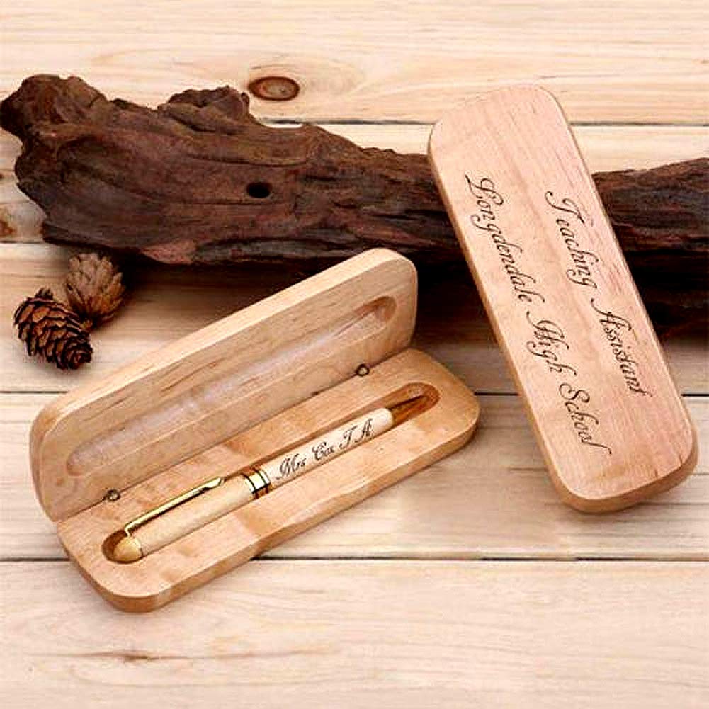 RXFSP Engraved Ballpoint Pen & Case Wooden Personalised Business Gift With Box (maple)
