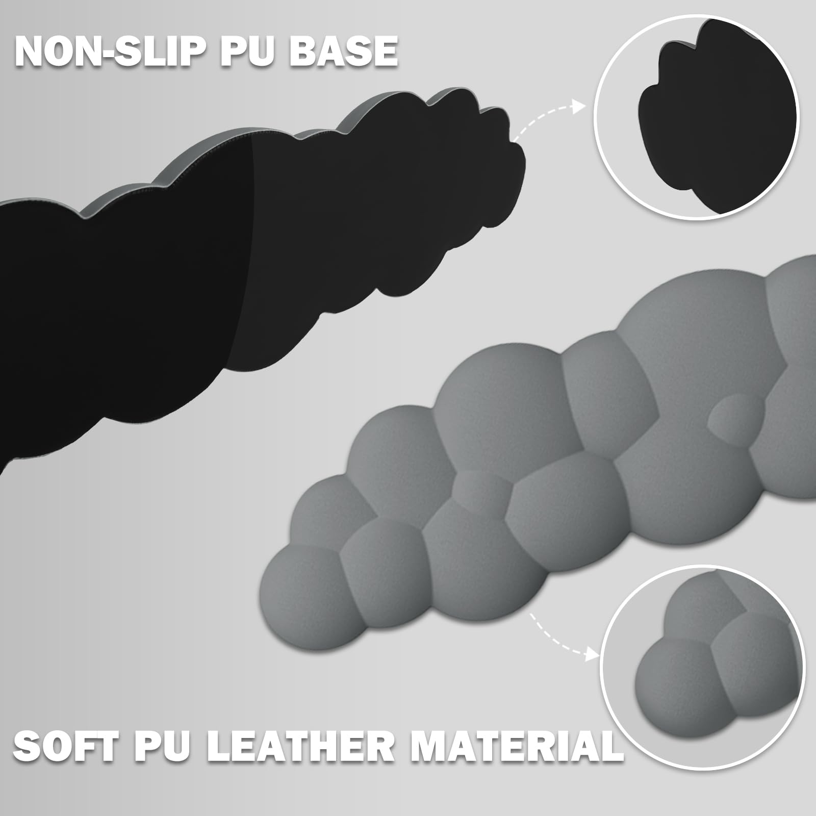 Lauspuck Cloud Keyboard Wrist Rest and Mouse Pad with Wrist Support Set, Ergonomic PU Leather Mouse