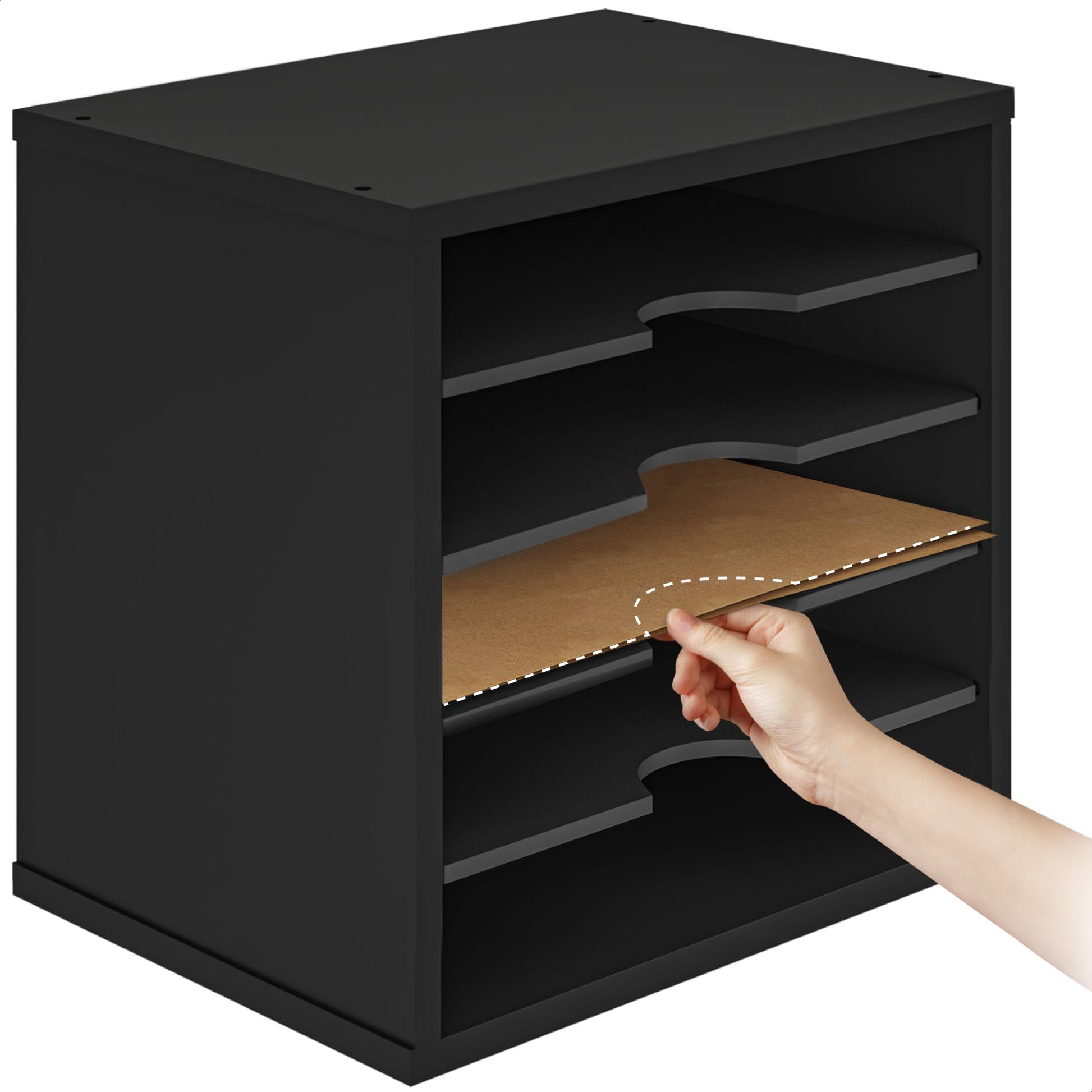 Ballucci 5-Tier File Organizer for Desk, Wooden Mail Sorter, Office Desk Organization, Paper