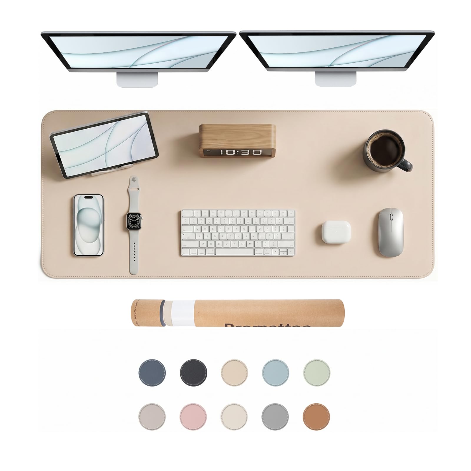 PROMATTOO Large Desk Pad Non-Slip Desk Mat Protector for Keyboard Mouse Waterproof Vegan Leather