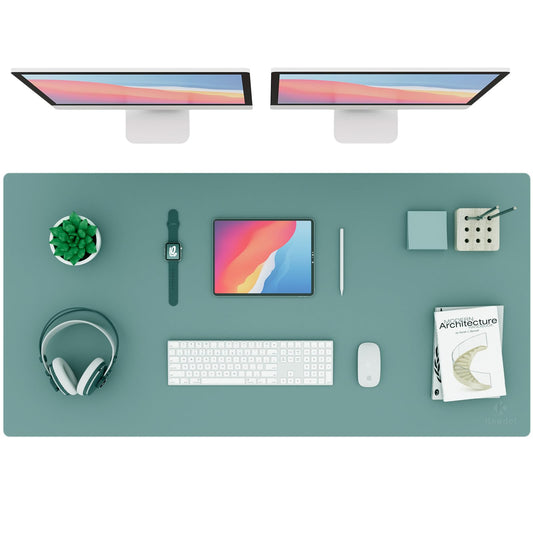 K KNODEL Extra Large Desk Mat, Leather Mouse Pad (47.2"x23.6", Green)
