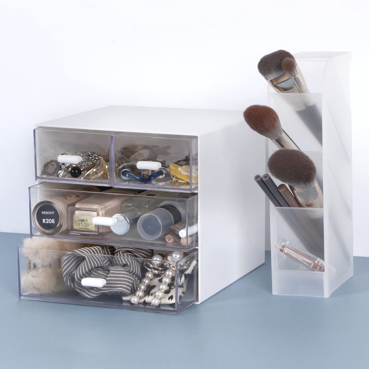Zyners Desk Organizer with Drawer, Office Organizer with 4 Drawers, Desk Storage Box for, Desktop