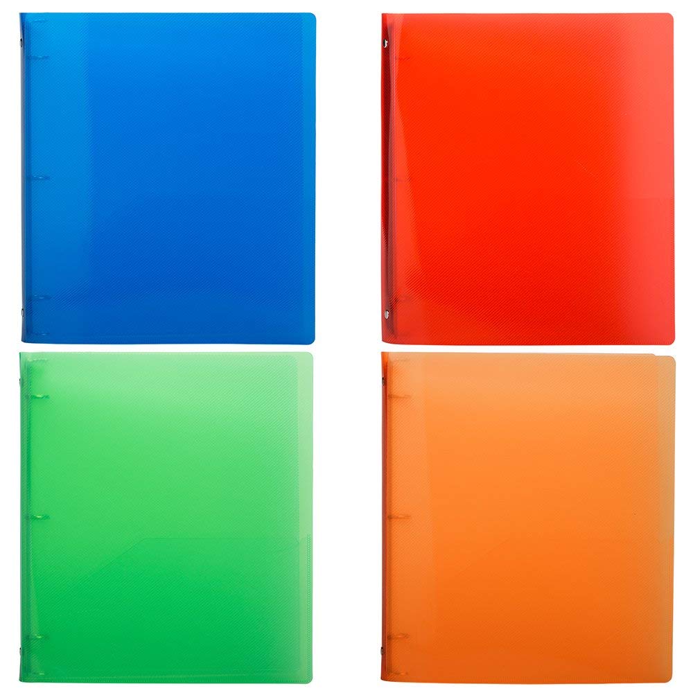 JAM PAPER Plastic 0.75 inch Binders - Assorted 3 Ring Binders (Red, Blue, Green & Orange) - 4/Pack