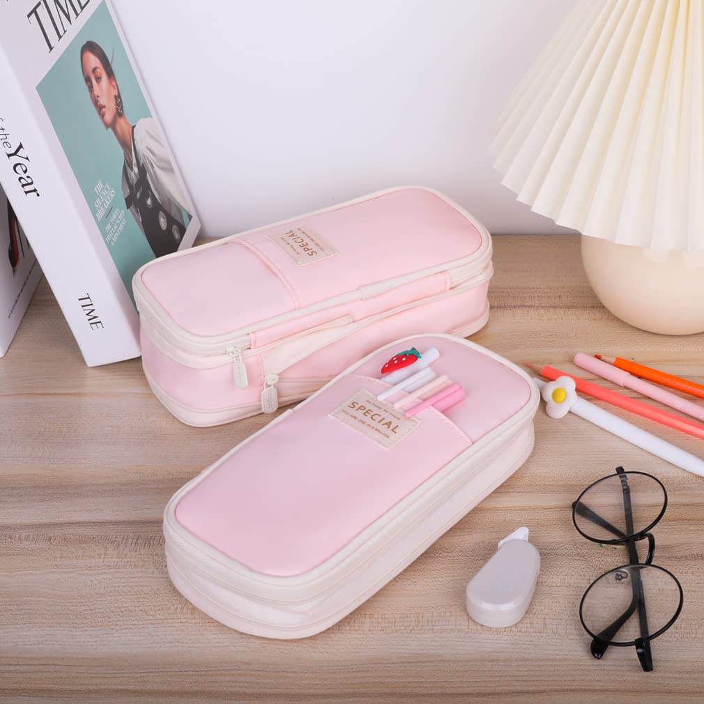 iSuperb Foldable Pencil Case Zipper Big Capacity Aesthetic Canvas Pencil Pouch Compartments