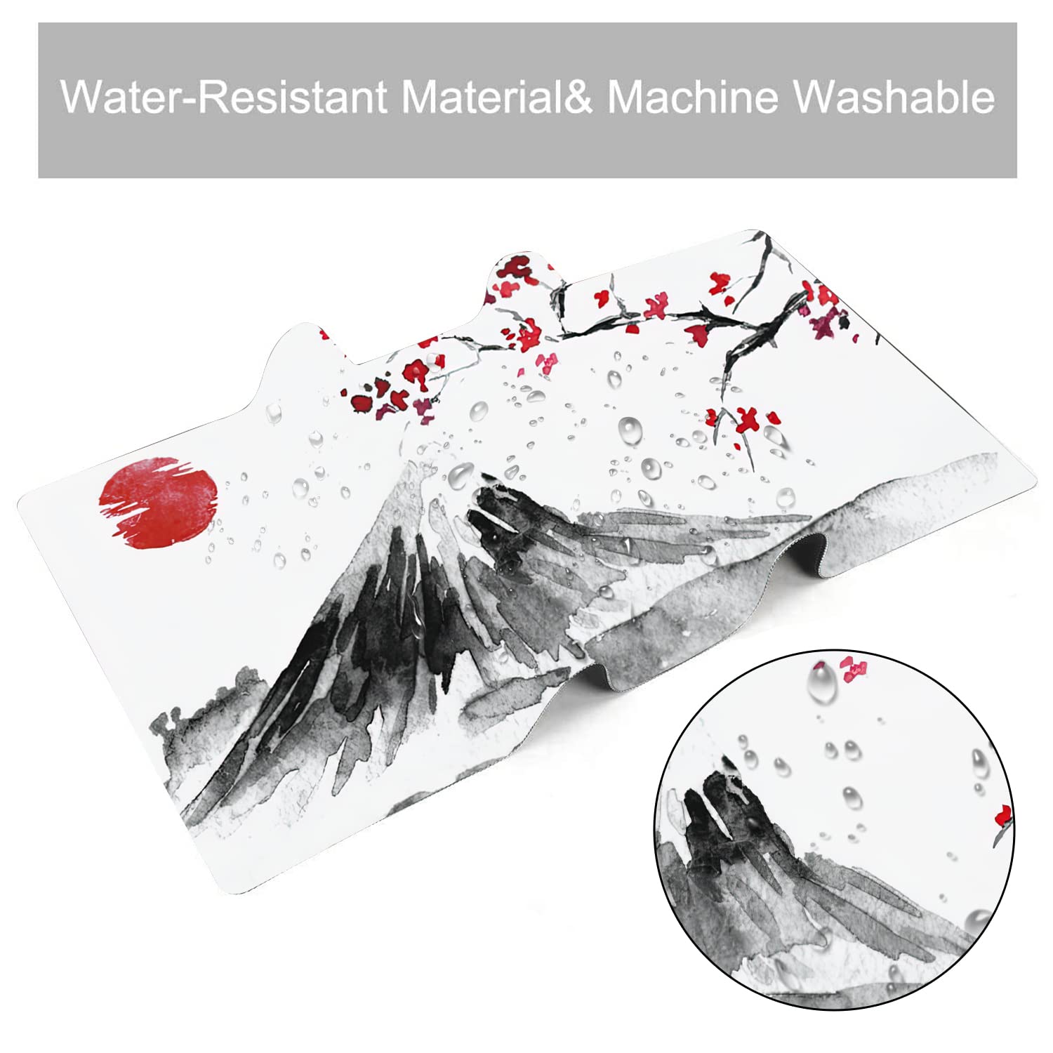 Japan Traditional Sumi-e Painting Extended Gaming Mouse Pad Large Desk Mat with Non-Slip Rubber