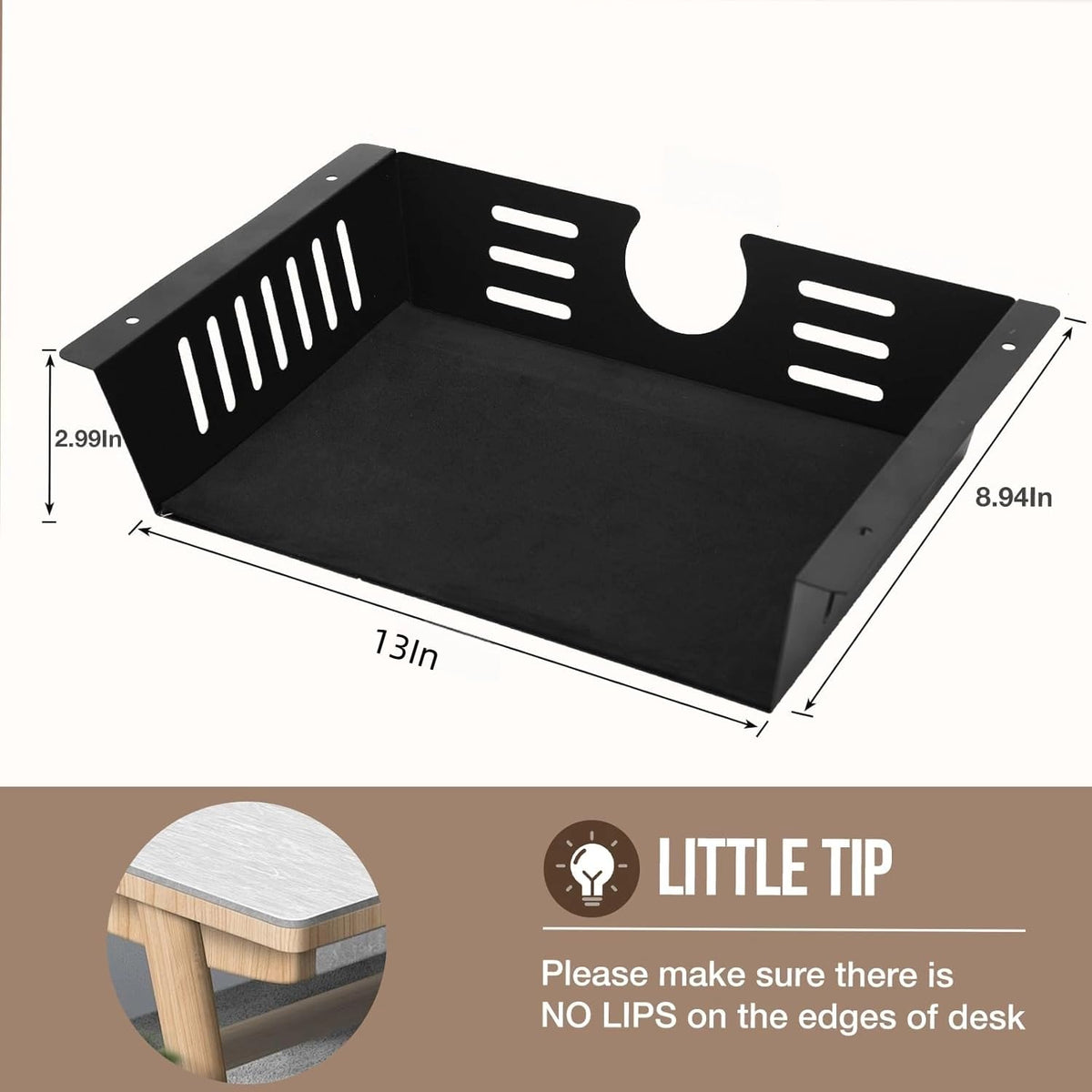 Neiteli 2 Pack Under Desk Shelf-Metal -Black Under Shelf Storage for Office Tables &