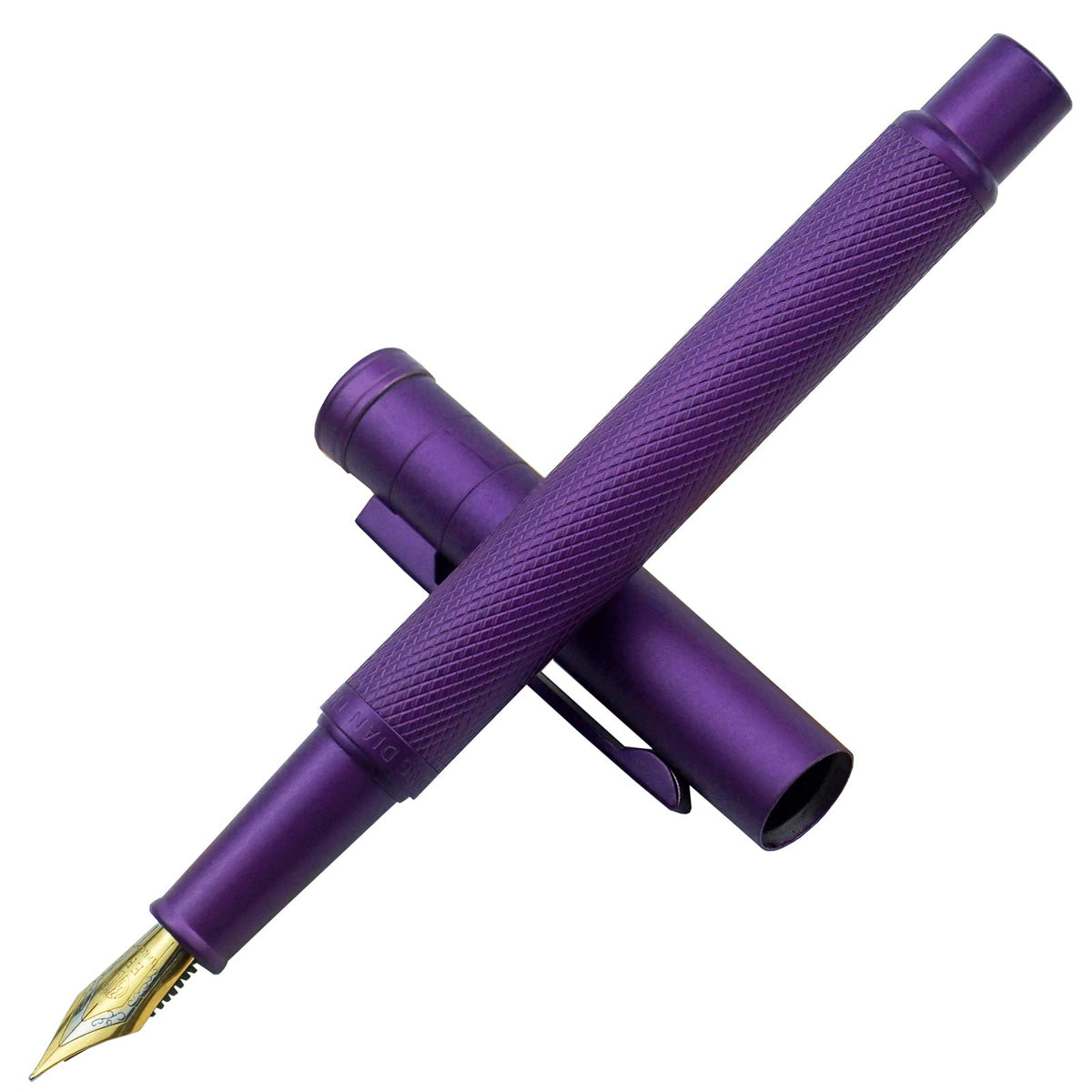 Asvine Purple Fude Pen, Bent Nib Fountain Pen Calligraphy (Fine to Broad) with Converter and Metal