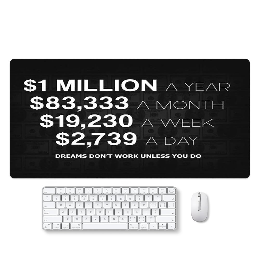 Reateforin Office Inspirational Large Mouse Pad, Motivational Black Gaming Mousepad,Extended Desk
