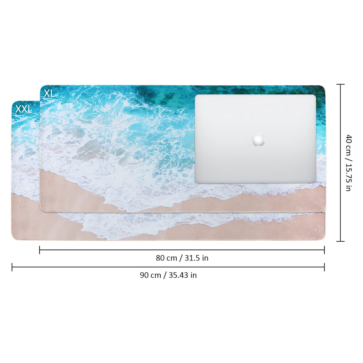 iCasso Extended Gaming Mouse Pad,35.4 x 15.7in Desk Pad,Beach