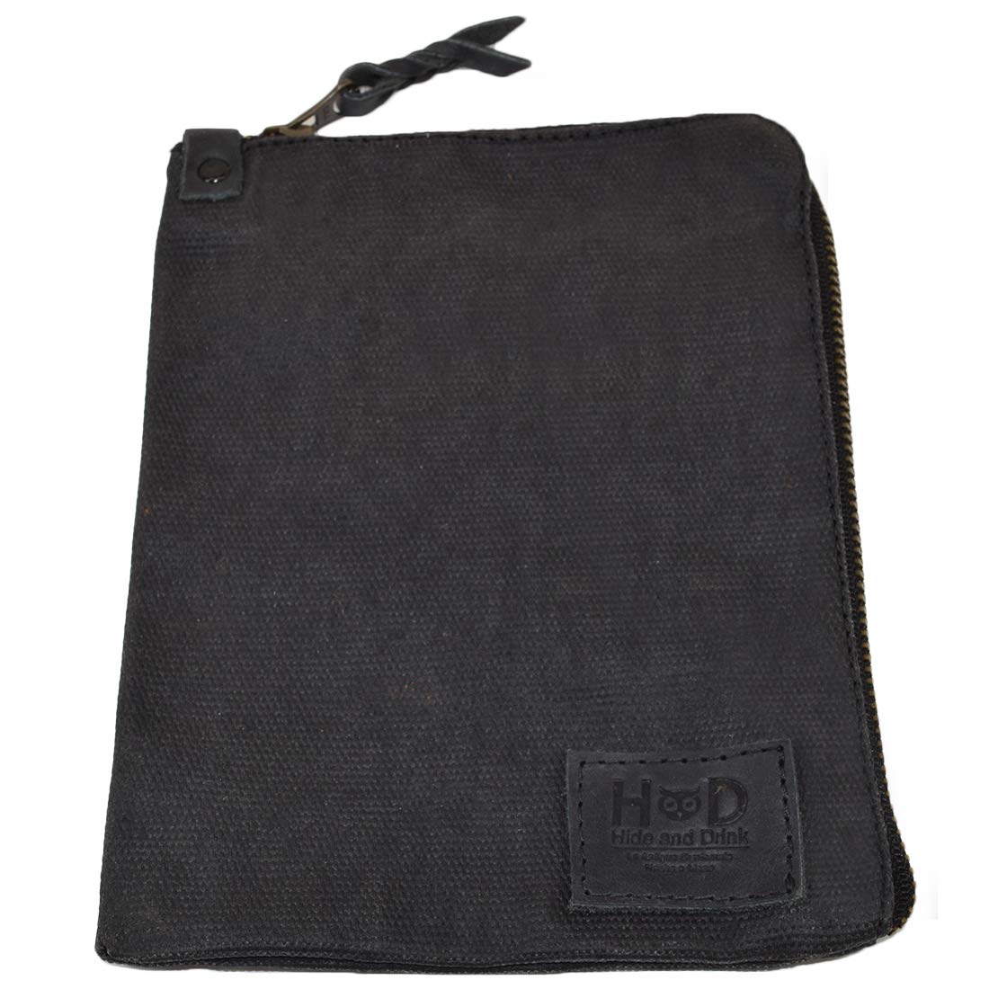 Hide & Drink, Scribbler Case for Notebook Handmade from Waxed Canvas (Charcoal Black)