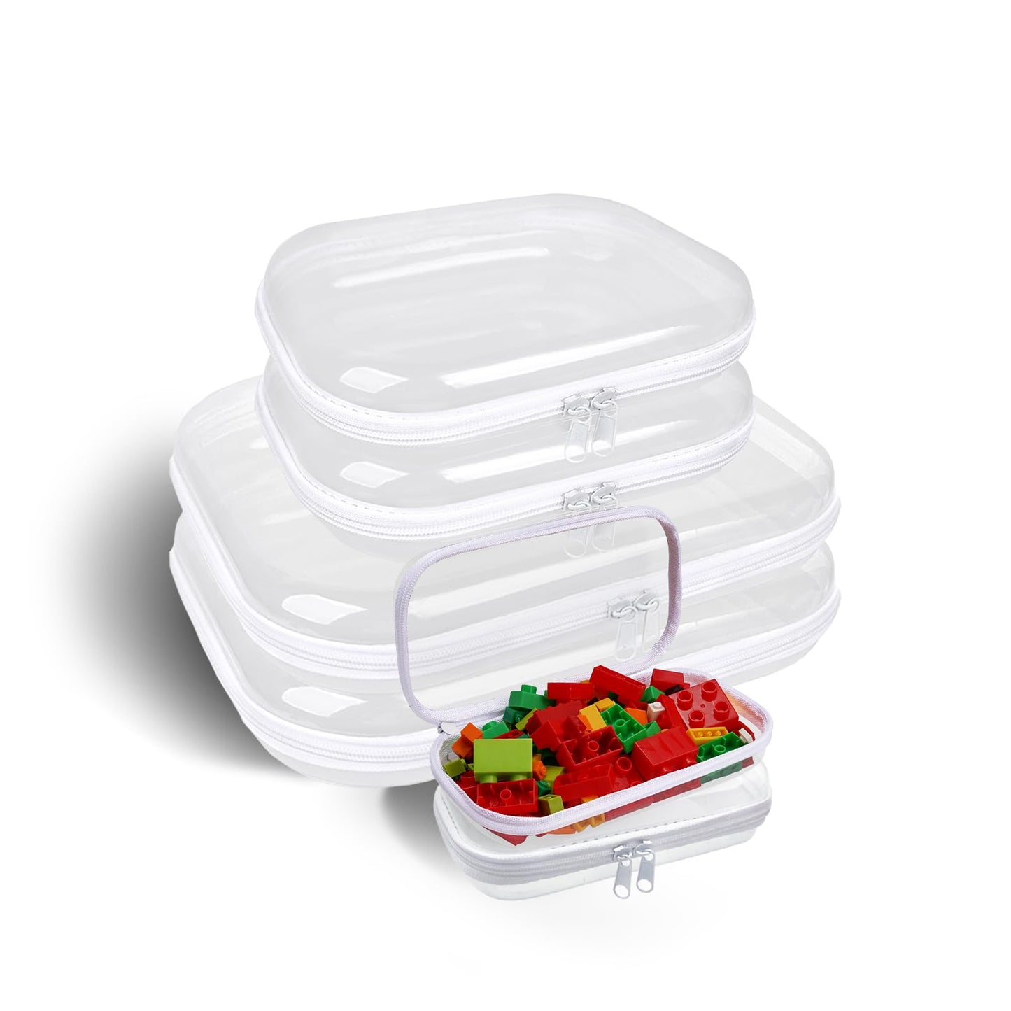 Clear Hard Shell Zipper Case,6PCS Transparent Clear Zipper Pouches,Hard Side Plastic Case