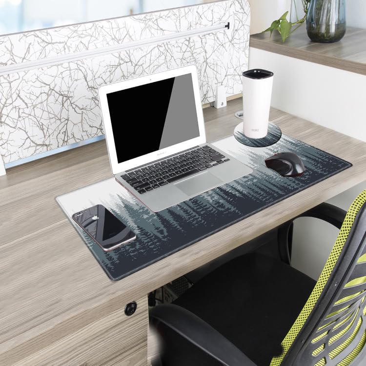 Misty Forest Mouse Pad 24x12 Desk Mat for Desktop Gaming Mousepad Long Desk Pad Stitched Edges XL